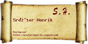 Sréter Henrik névjegykártya